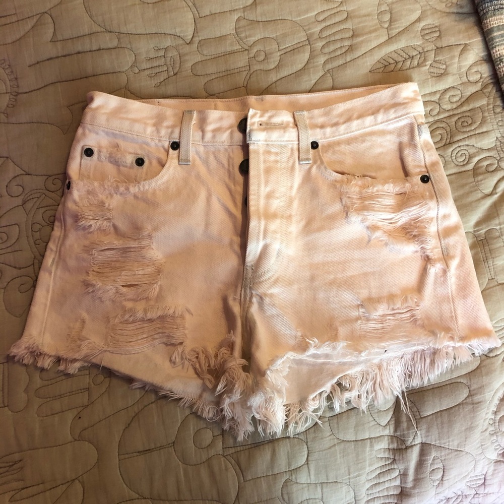 Last Chance! - LF Frayed Baby Pink High-Waisted Shorts